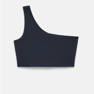 Girlfriend collective One-Shoulder Black Crop Top